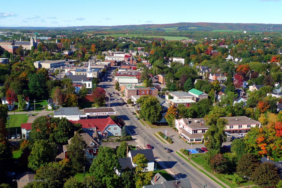 Aereal photo showing Antigonish Nova Scotia